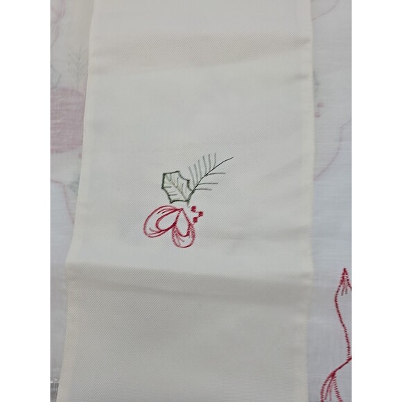 Christmas Embroidered Table Runner Bulbs & Packages Scalloped Edge 70" - Picture 3 of 11